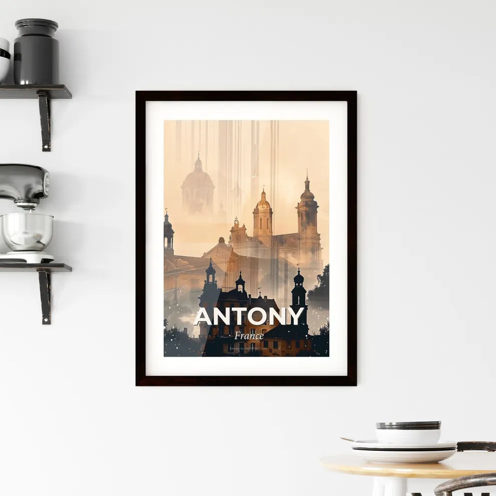 Antony Skyline Glimmering Beige Composite Framed Print