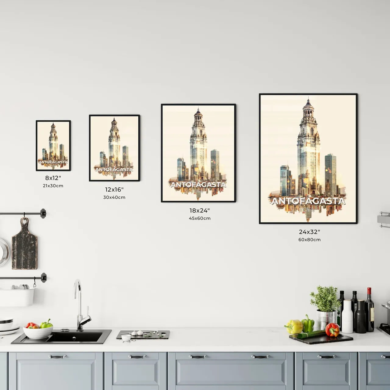 Antofagasta Skyline Icons Glow Composite Poster Office Art