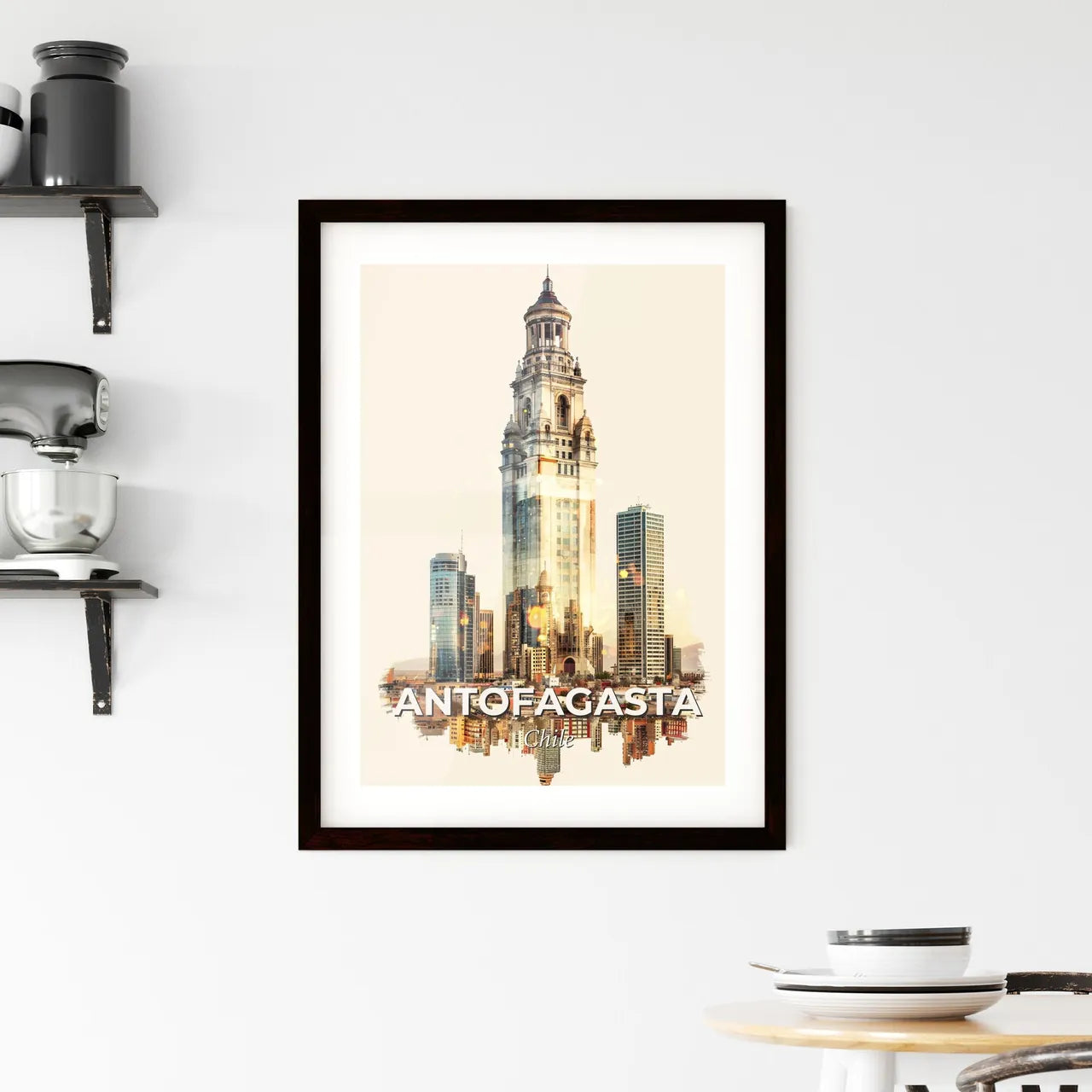Antofagasta Skyline Icons Glow Composite Poster Framed Print