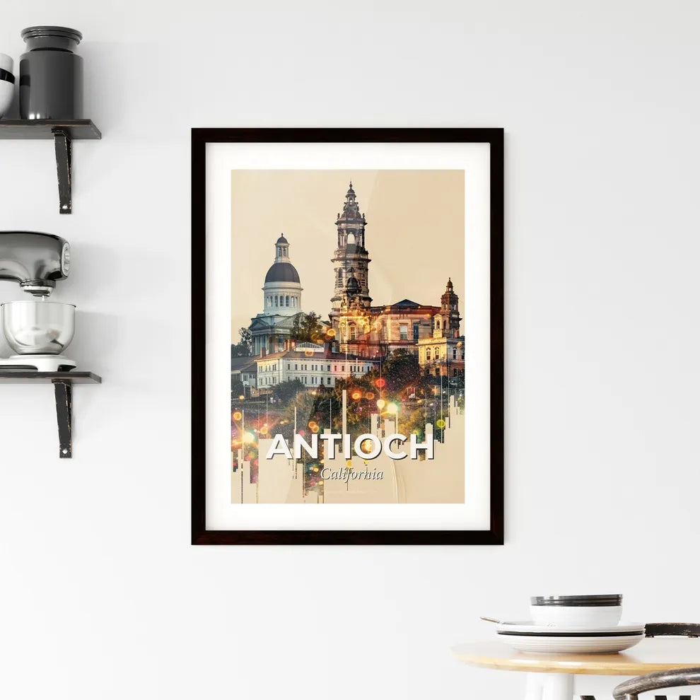 Golden Antioch California Cityscape Poster Framed Print