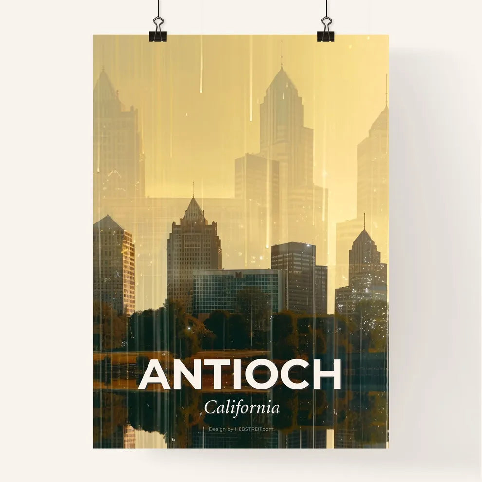 Antioch Skyline Composite Art: Local Icons, Vibrant Hues Poster