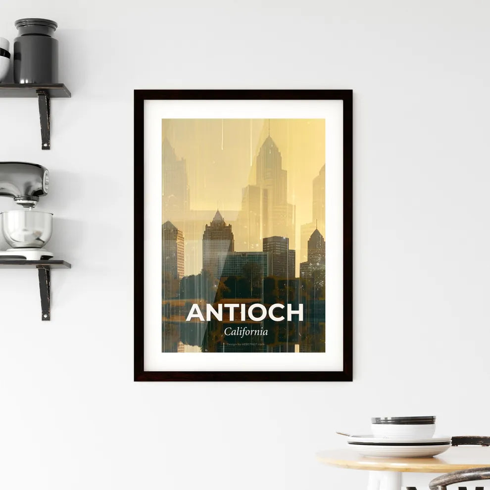 Antioch Skyline Composite Art: Local Icons, Vibrant Hues Framed Print