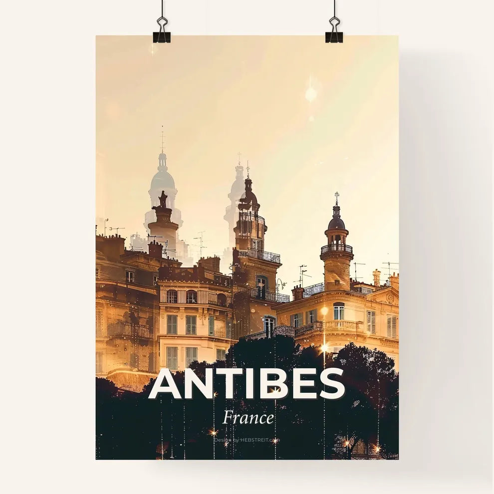 Antibes Skyline Double Exposure Composite Art Poster Poster