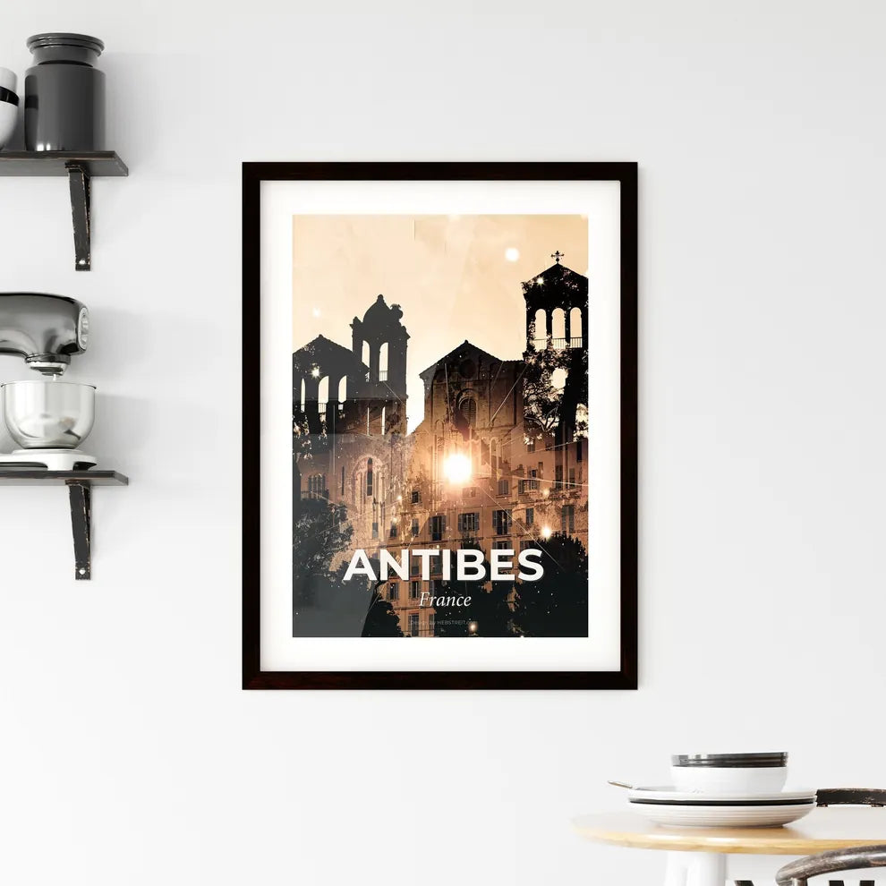 Antibes: City Skyline Composite Art Poster Framed Print
