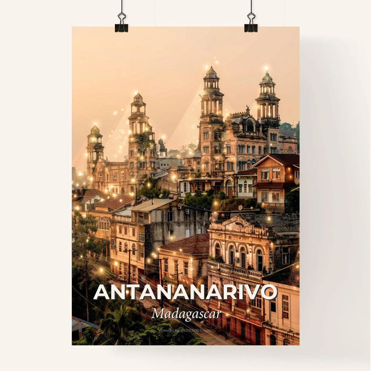 Antananarivo Skyline Double Exposure Art Poster Poster