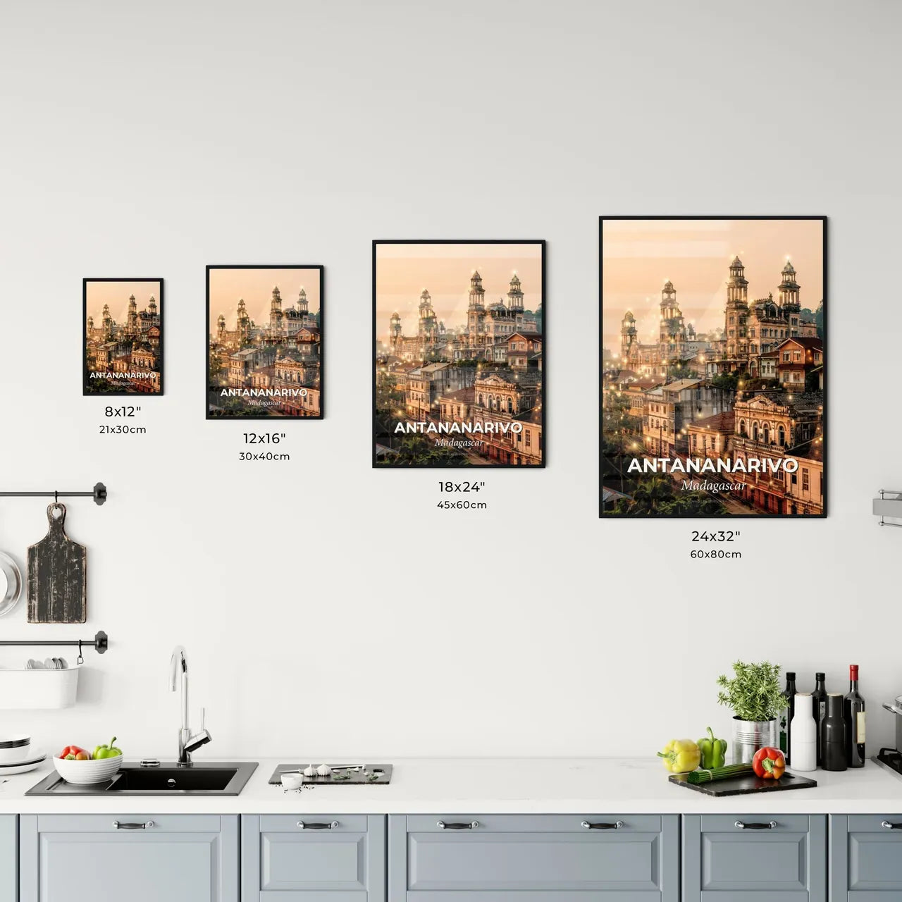 Antananarivo Skyline Double Exposure Art Poster Office Art
