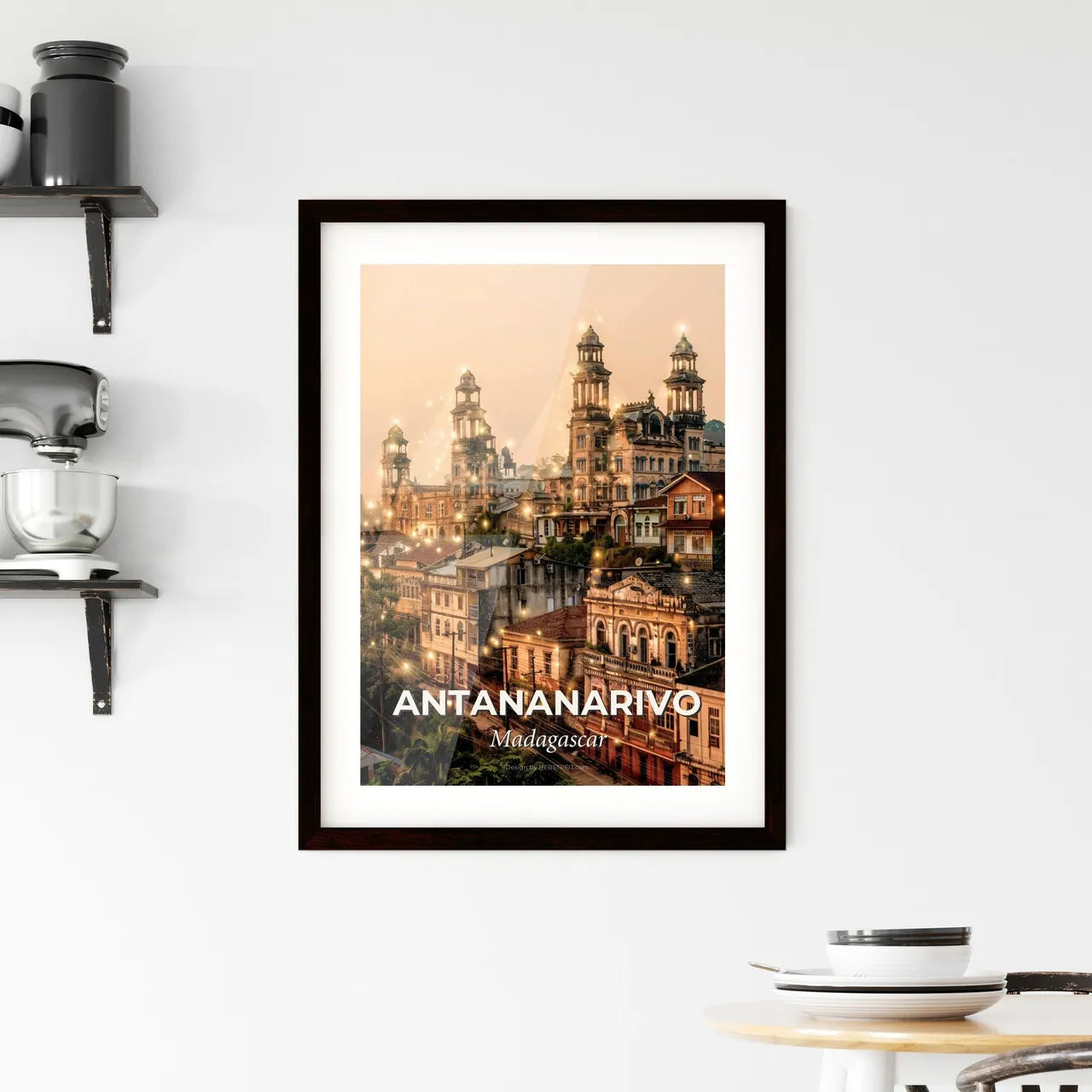 Antananarivo Skyline Double Exposure Art Poster Framed Print