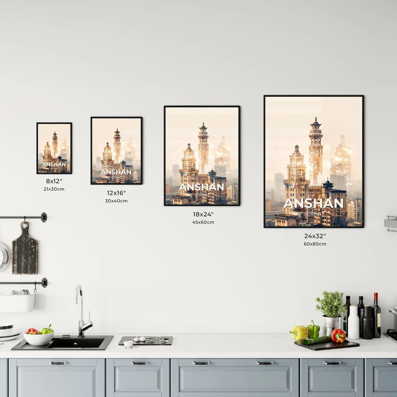 Anshan Skyline Double Exposure Cityscape Art Office Art