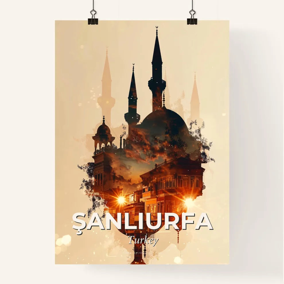 Şanlıurfa Cityscape Art with Local Icons Poster