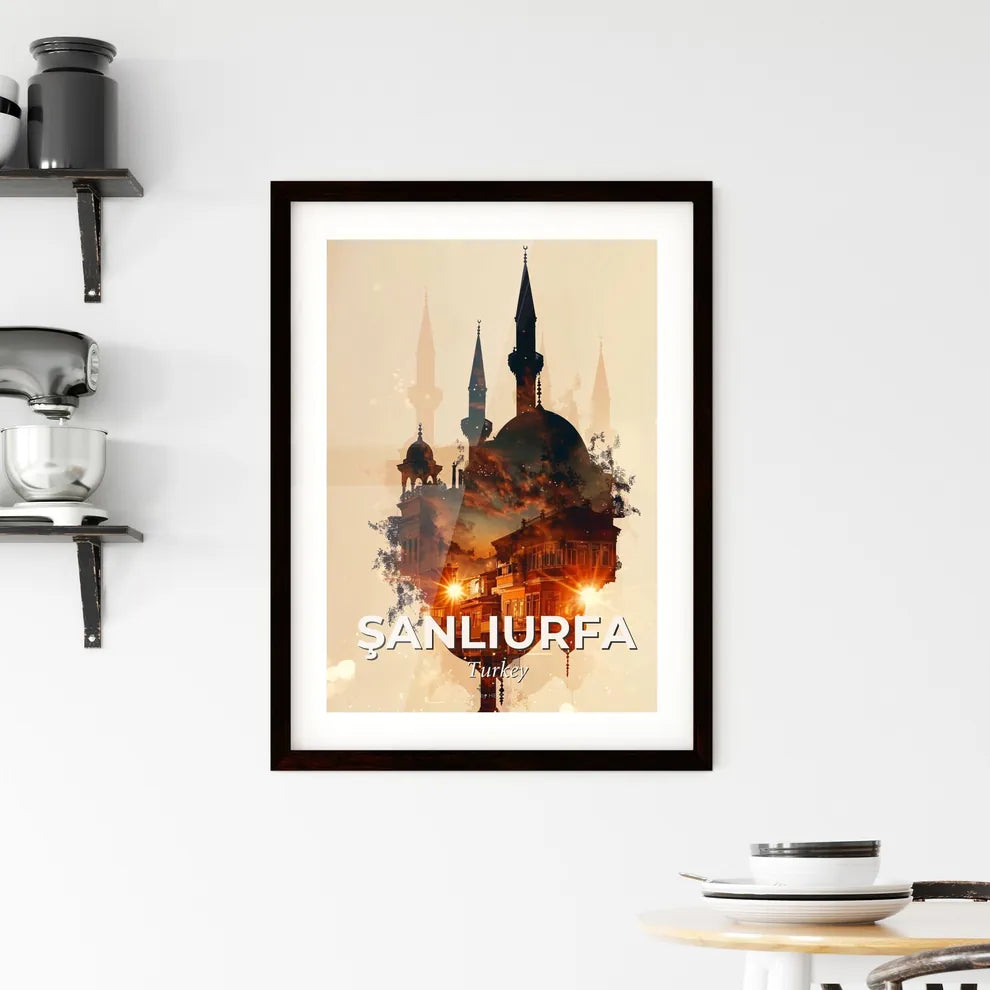 Şanlıurfa Cityscape Art with Local Icons Framed Print