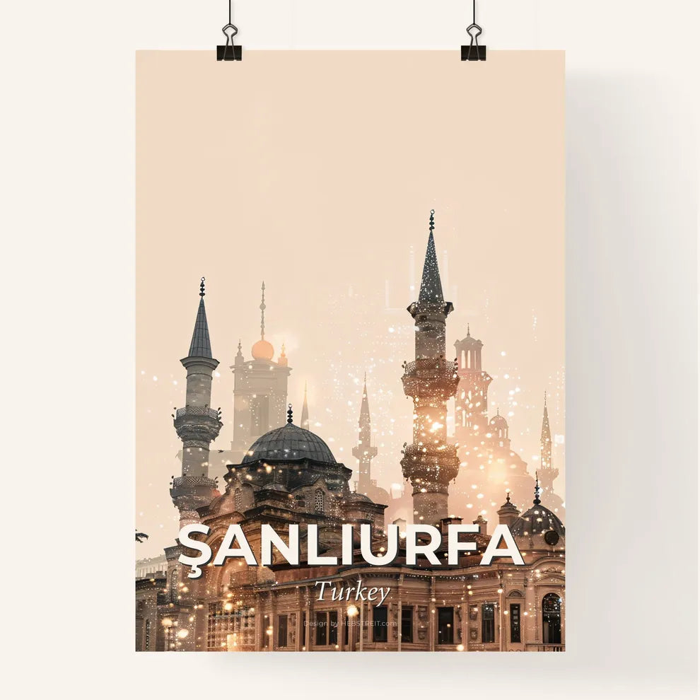 ÅžanlÄ±urfa Skyline Composite Artwork on Beige Poster