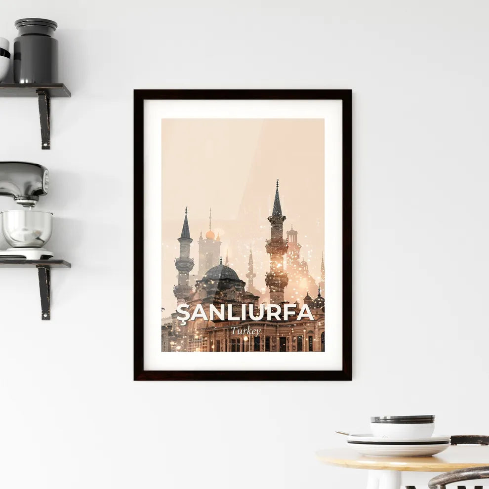 ÅžanlÄ±urfa Skyline Composite Artwork on Beige Framed Print