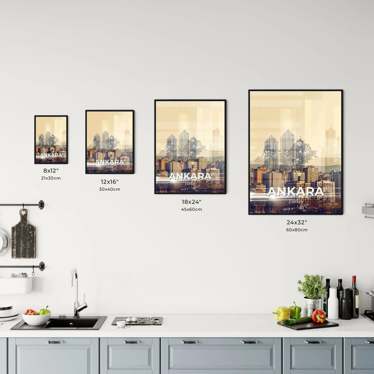 Ankara: Iconic Skyline Art on Beige Office Art
