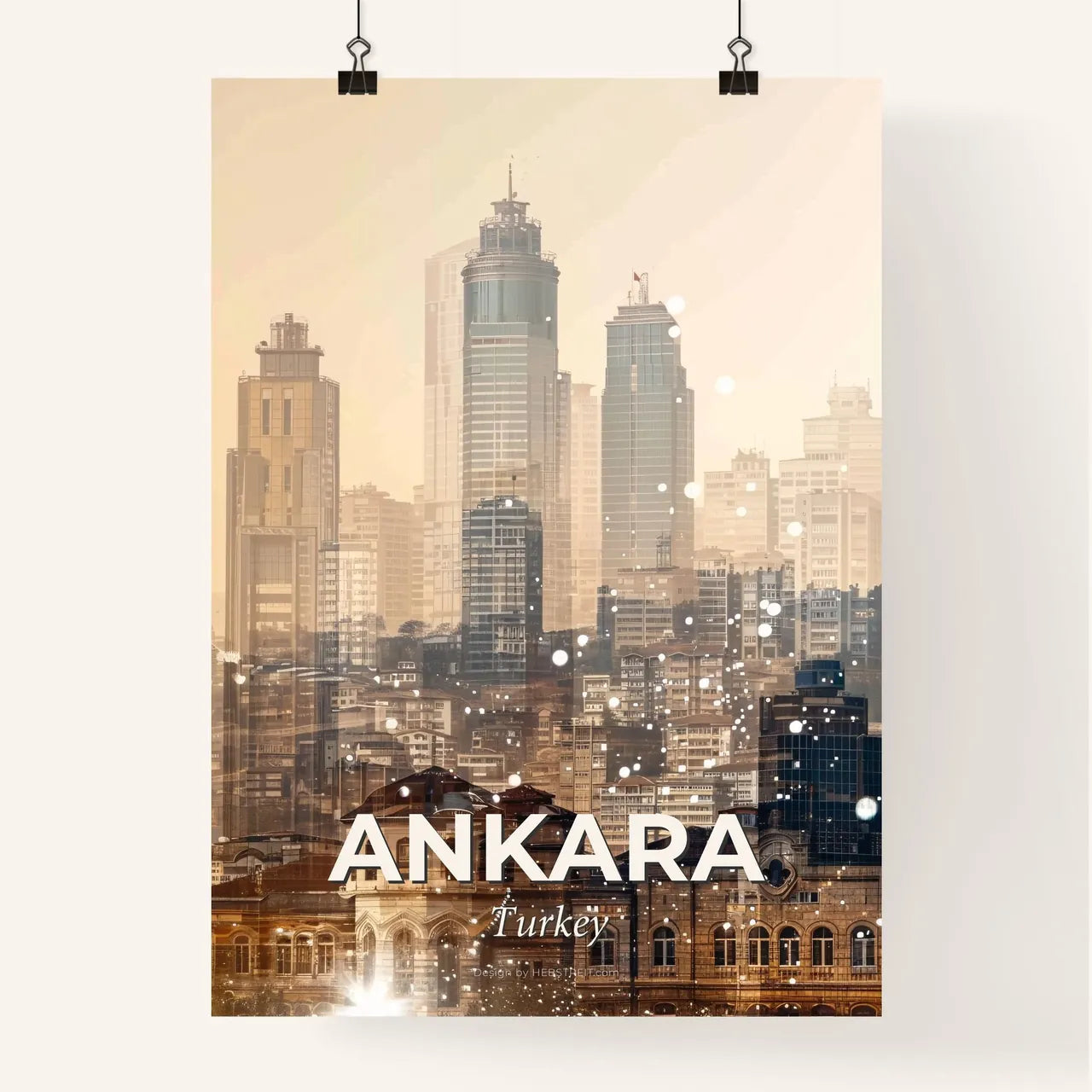 Ankara Cityscape Silhouette Sparkles Poster Art Poster