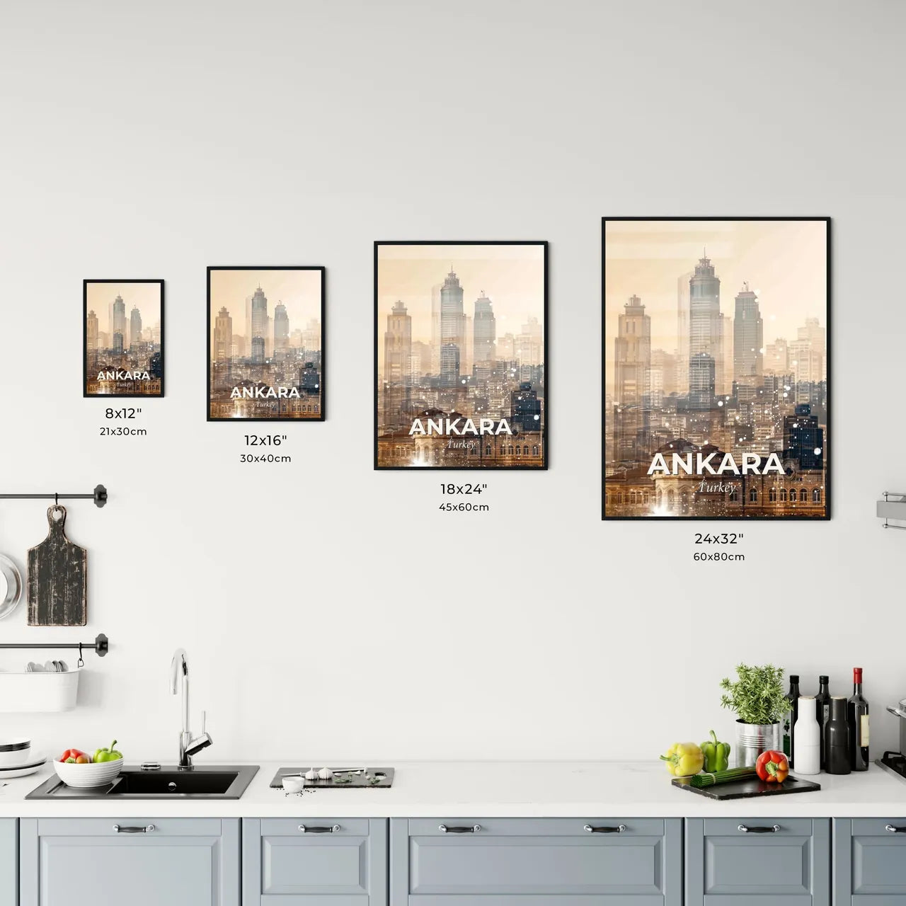Ankara Cityscape Silhouette Sparkles Poster Art Office Art