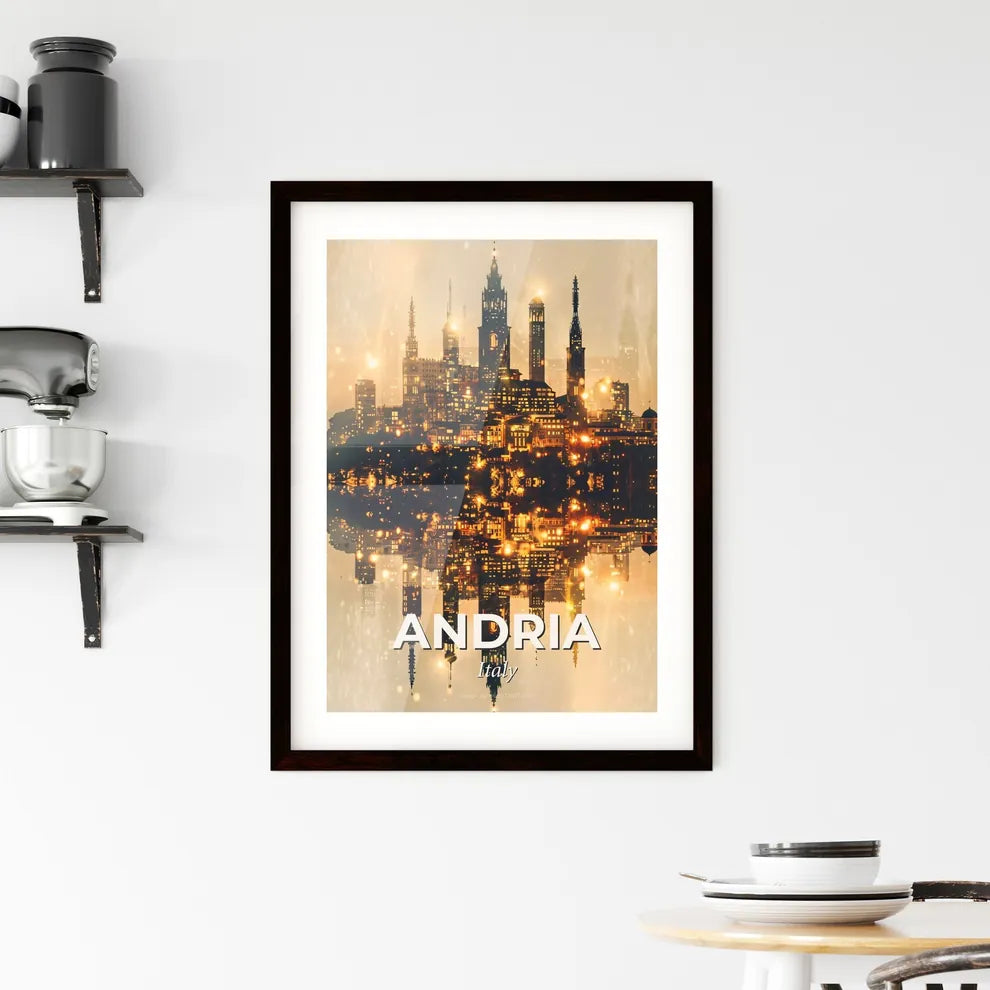 Andria Cityscape Skyline Artistic Poster Creation Framed Print