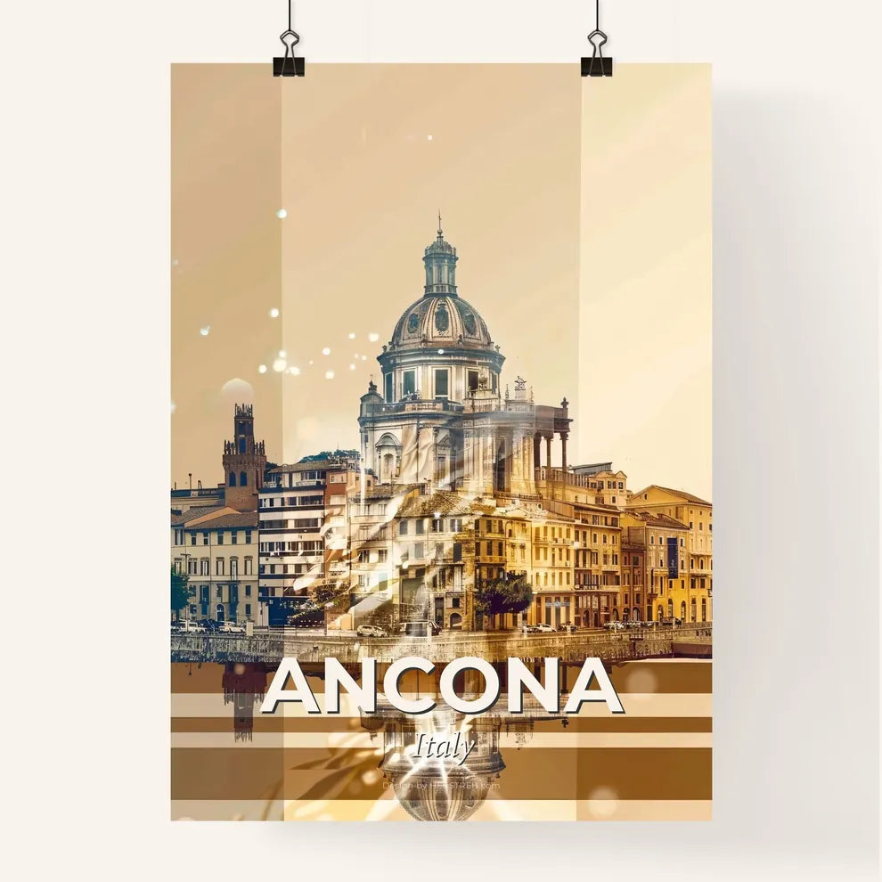 Ancona Italy Skyline Double Exposure Art Poster Poster
