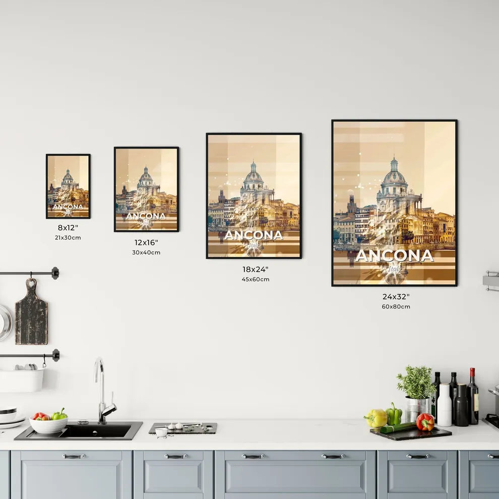 Ancona Italy Skyline Double Exposure Art Poster Office Art