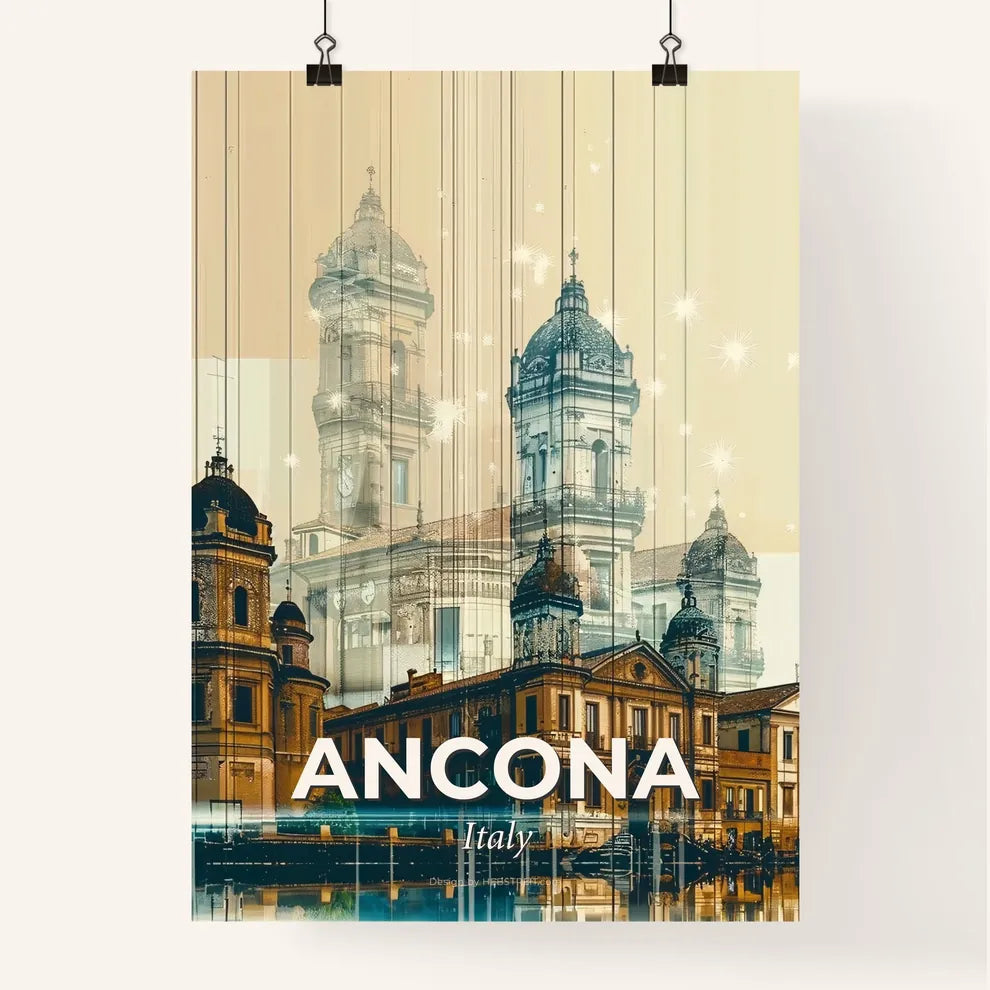 Ancona Skyline Double Exposure Composite Art Poster Poster
