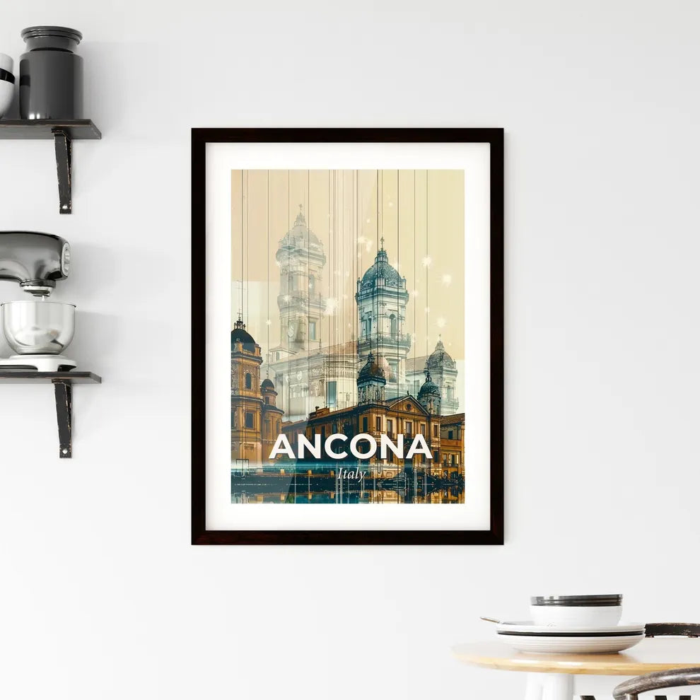 Ancona Skyline Double Exposure Composite Art Poster Framed Print
