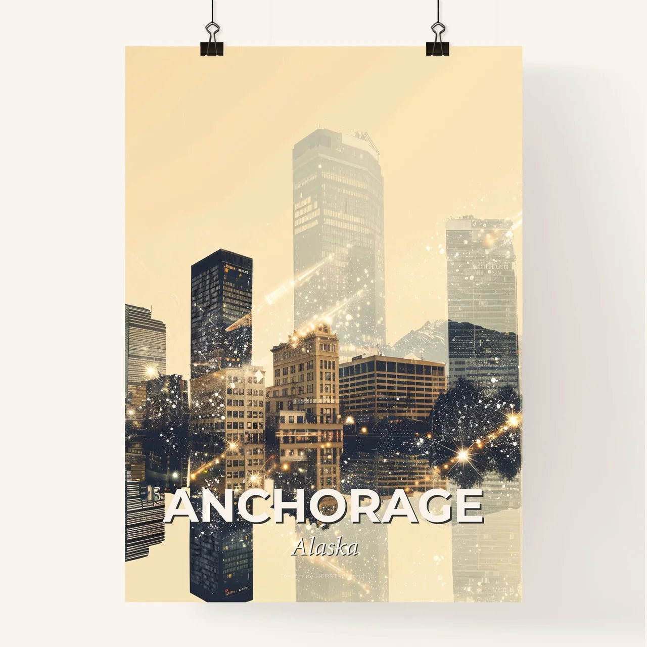Anchorage Reflections: City Icons and Sparkle Poster