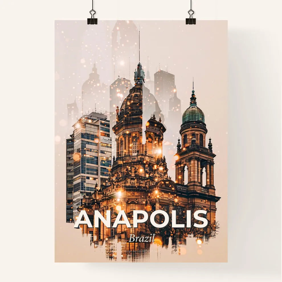 Anapolis, Brazil: Skyline Cityscape Composite Art Poster