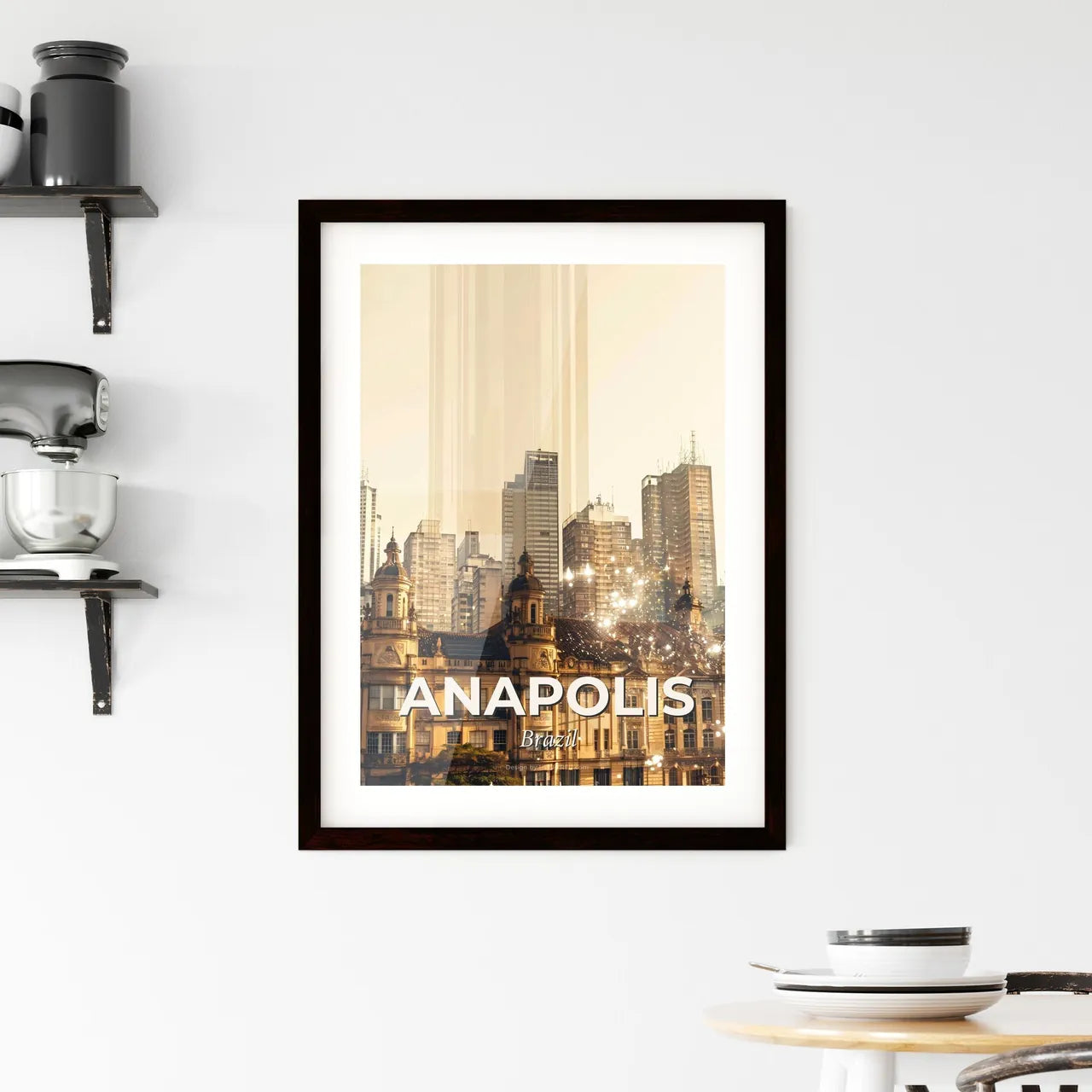 Anapolis Skyline Double Exposure Poster Art Framed Print
