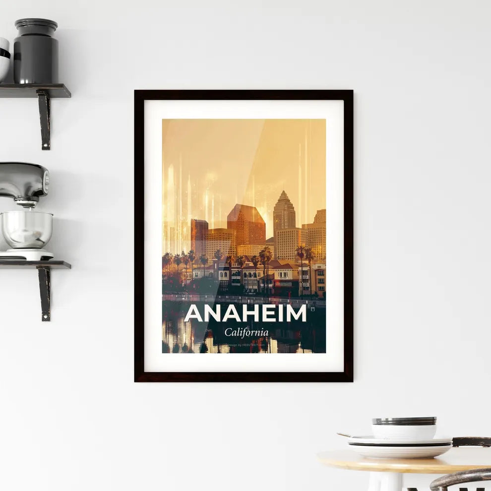 Anaheim Skyline Double Exposure City Icons Poster Framed Print