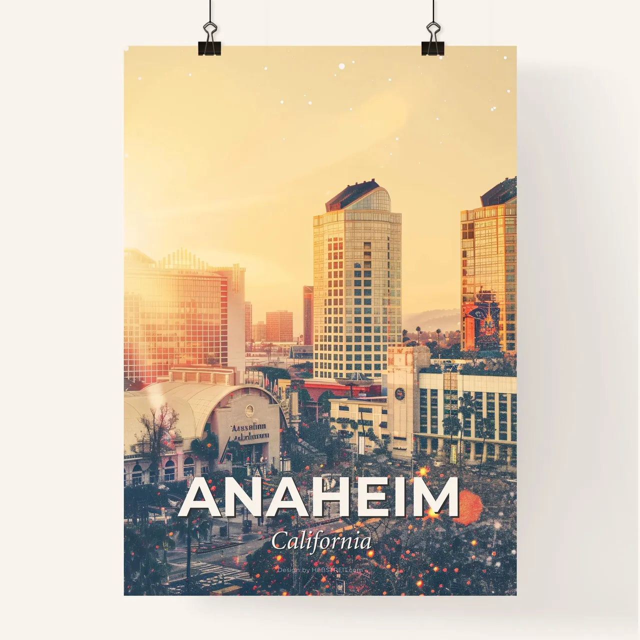 Anaheim Cityscape Skyline Night Lights Poster Poster