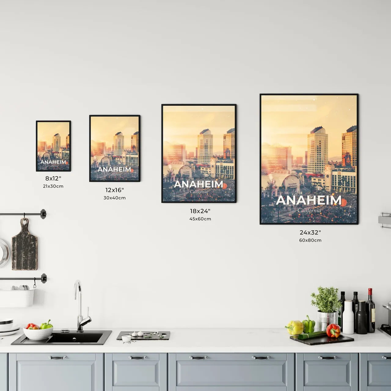 Anaheim Cityscape Skyline Night Lights Poster Office Art