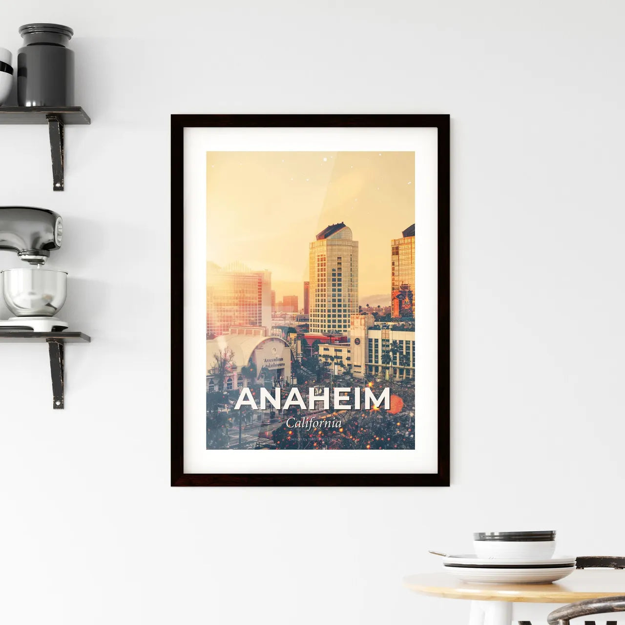 Anaheim Cityscape Skyline Night Lights Poster Framed Print
