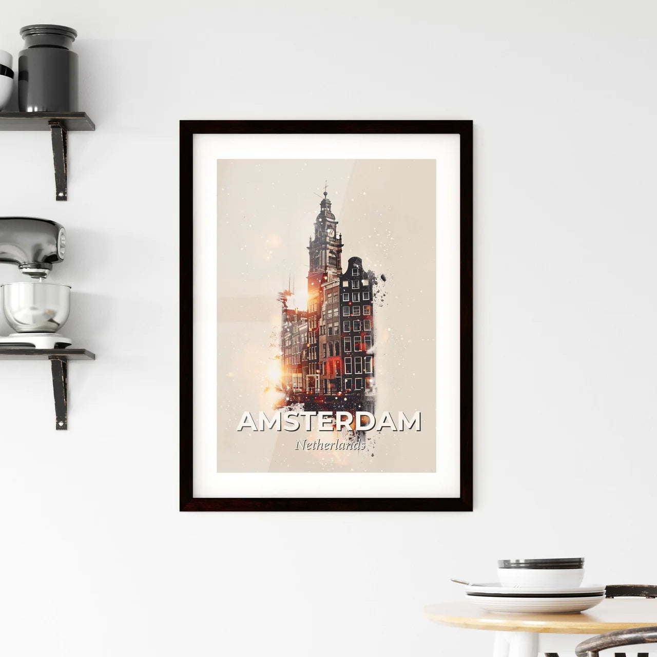 Amsterdam Lights: Local Architecture Art Poster Framed Print