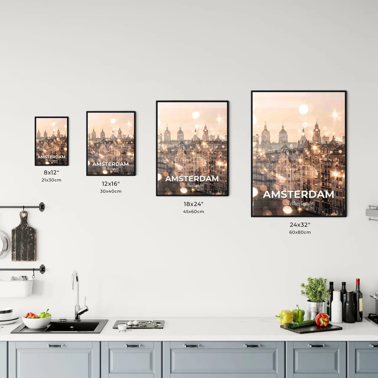 Amsterdam Skyline Composite Art on Beige Office Art