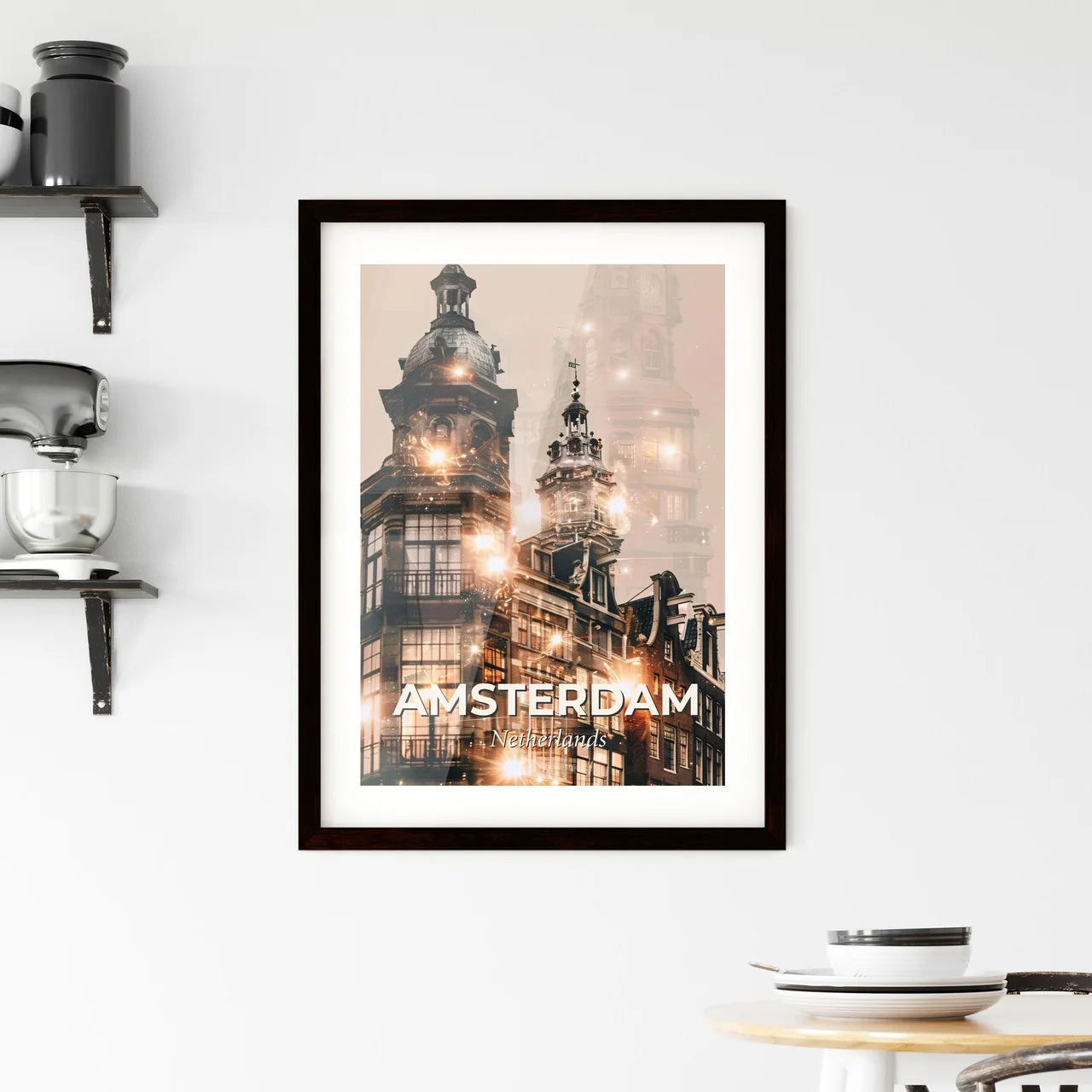 Amsterdam Skyline Cityscape Art Double Exposure Framed Print