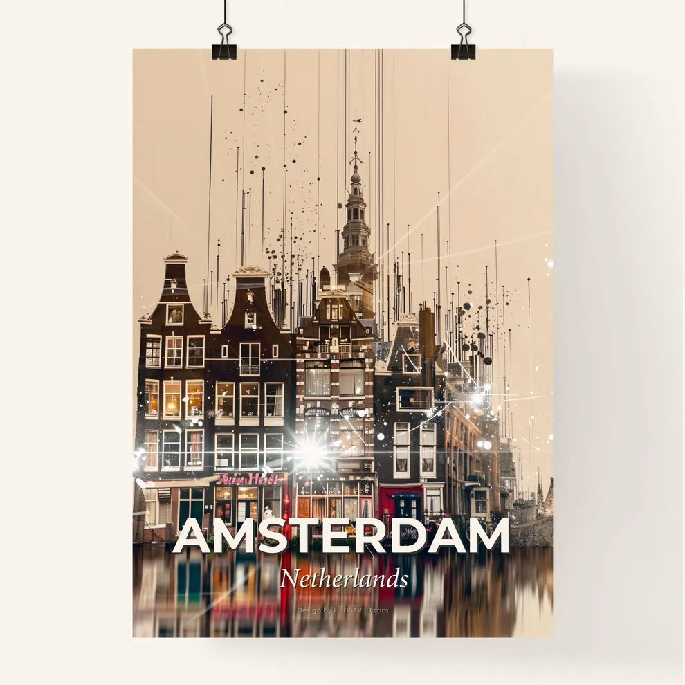 Amsterdam City Double Exposure Skyline Art Poster
