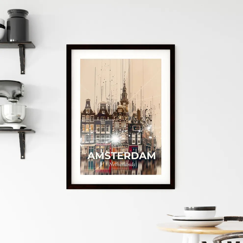 Amsterdam City Double Exposure Skyline Art Framed Print