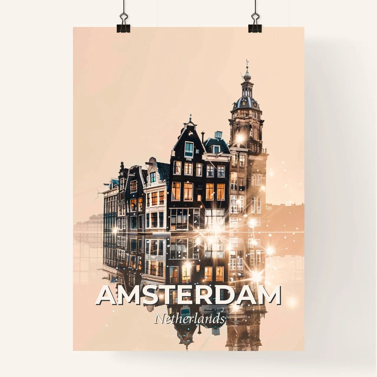 Amsterdam Skyline Double Exposure Poster Art Poster