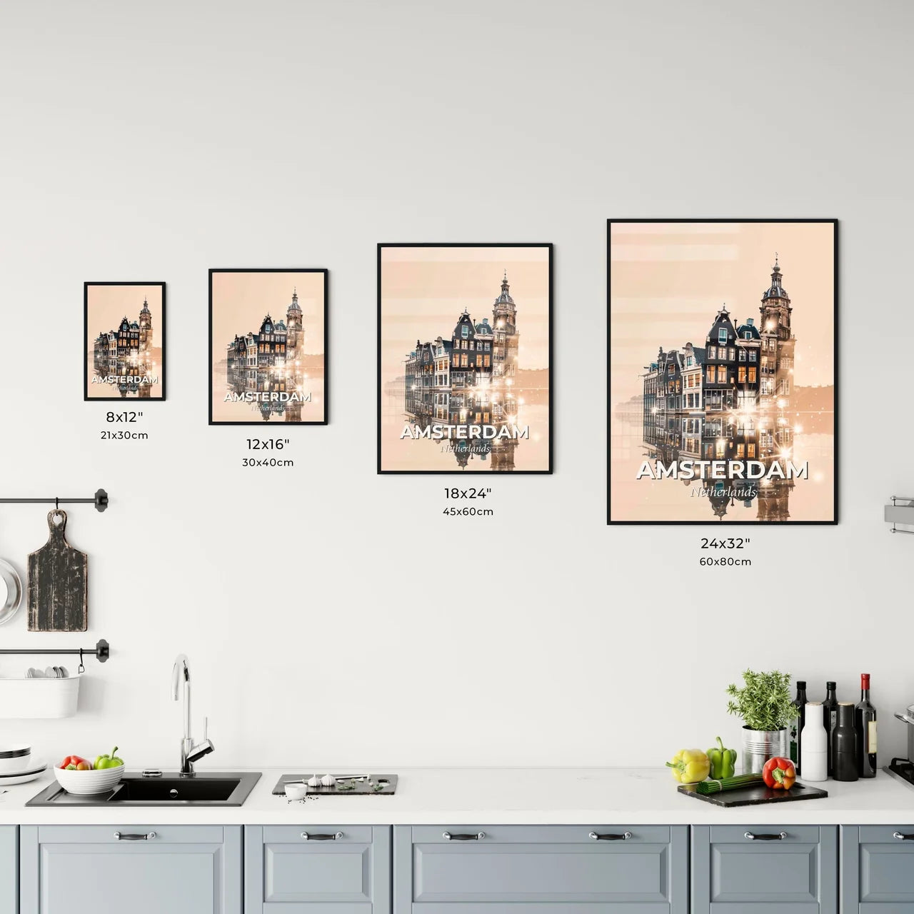 Amsterdam Skyline Double Exposure Poster Art Office Art