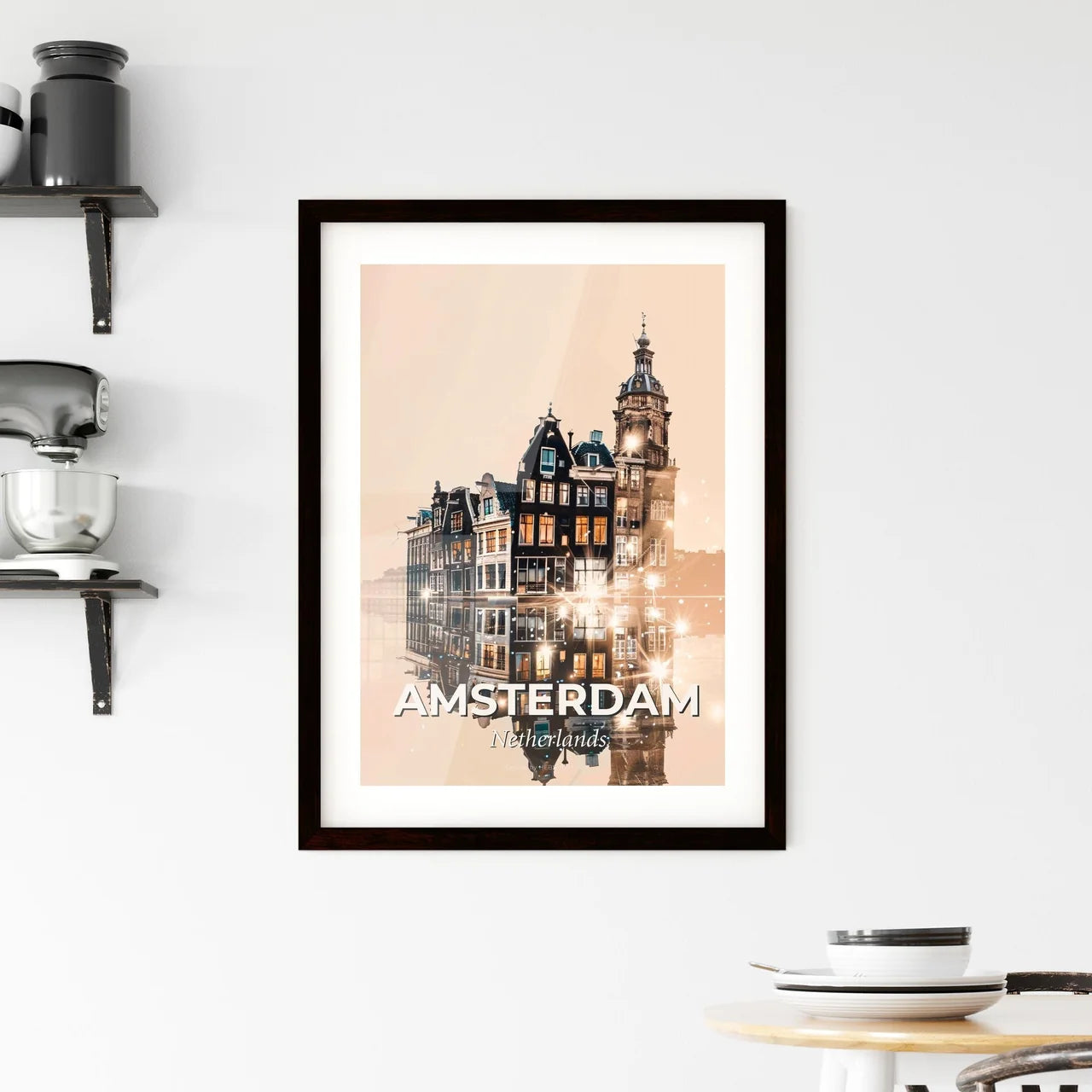 Amsterdam Skyline Double Exposure Poster Art Framed Print