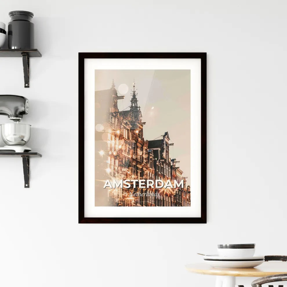 Amsterdam Skyline: Double Exposure City Art Framed Print
