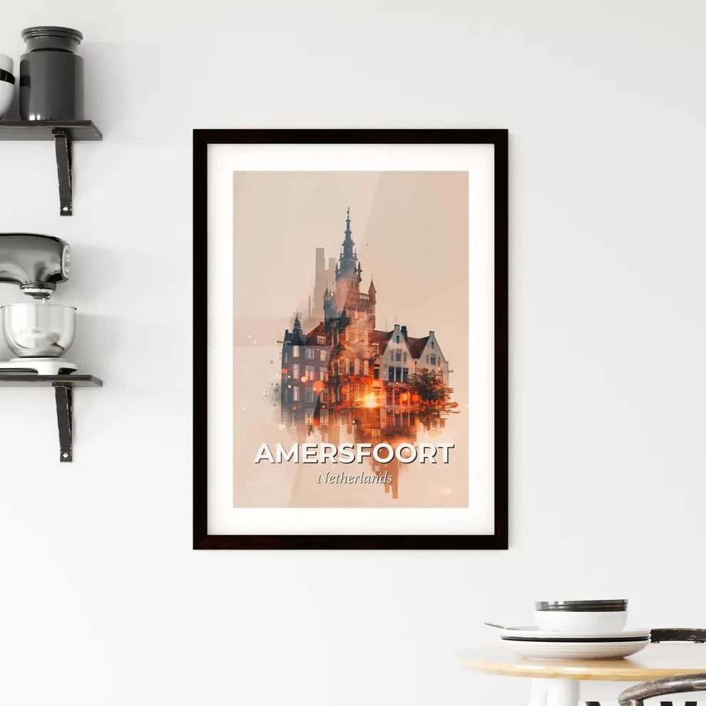 Amersfoort City Skyline Bright Beige Background Poster Framed Print