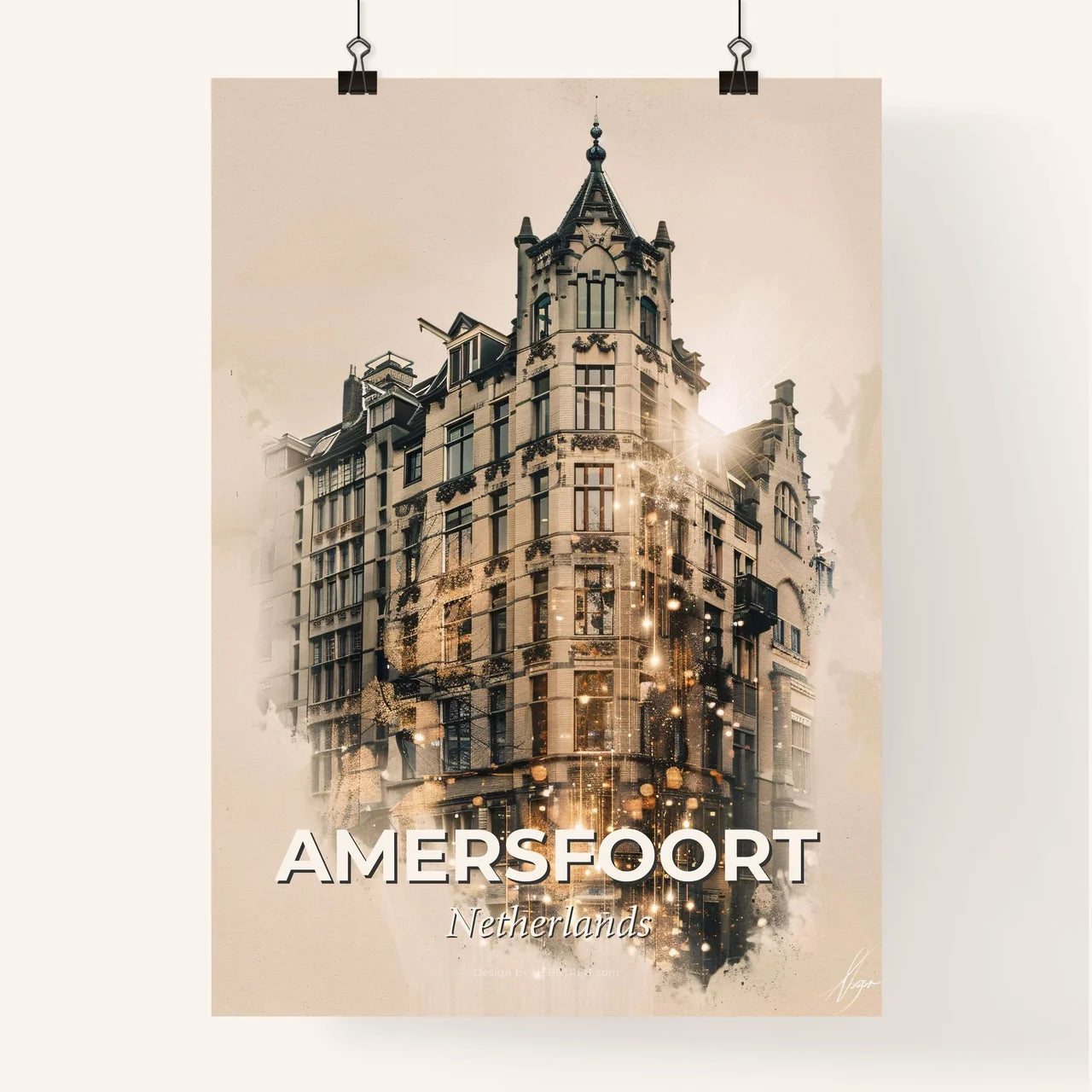 Amersfoort Skyline Double Exposure Art Poster