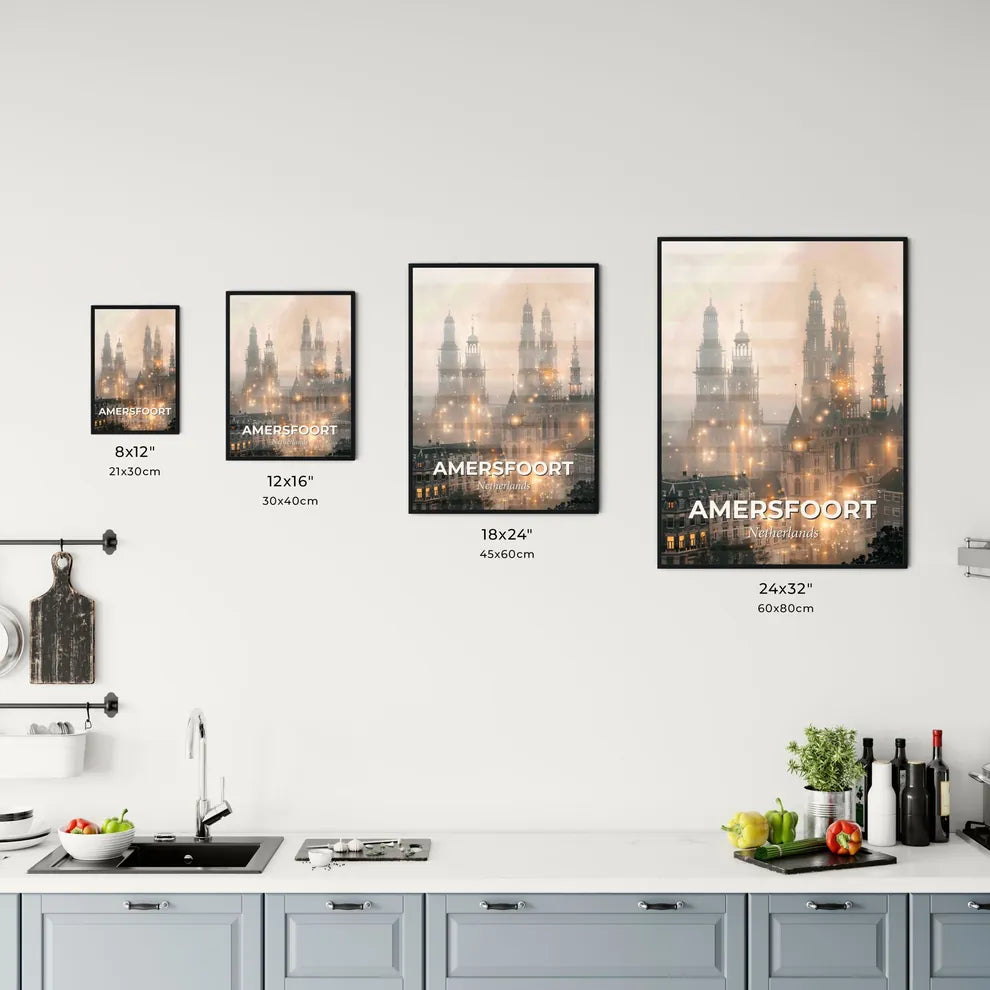 Amersfoort Cityscape Skyline Poster, Local Architecture Icons Office Art