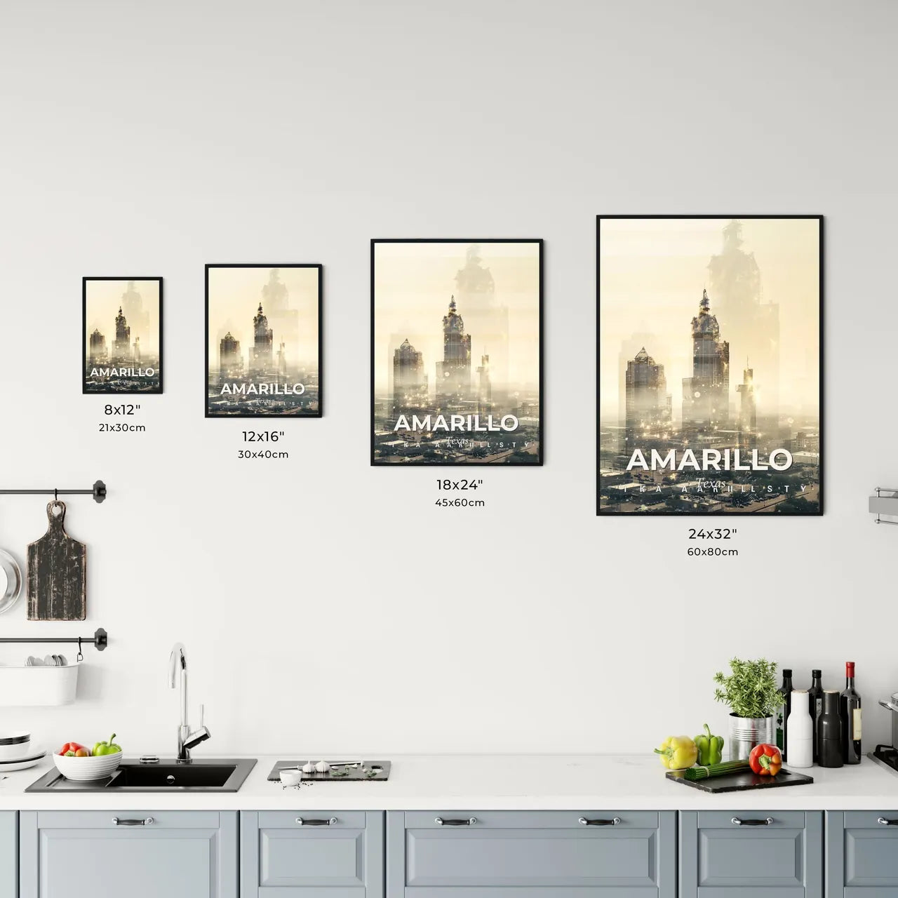 Amarillo City Skyline Double Exposure Artwork Office Art