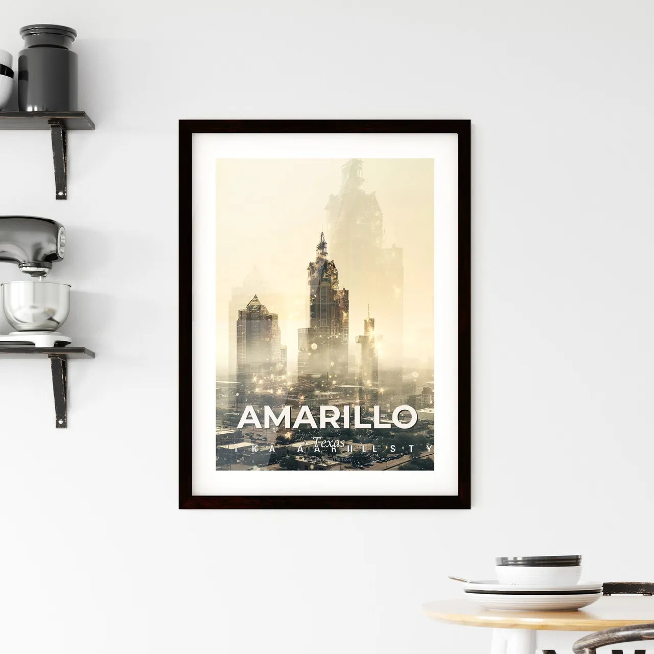 Amarillo City Skyline Double Exposure Artwork Framed Print