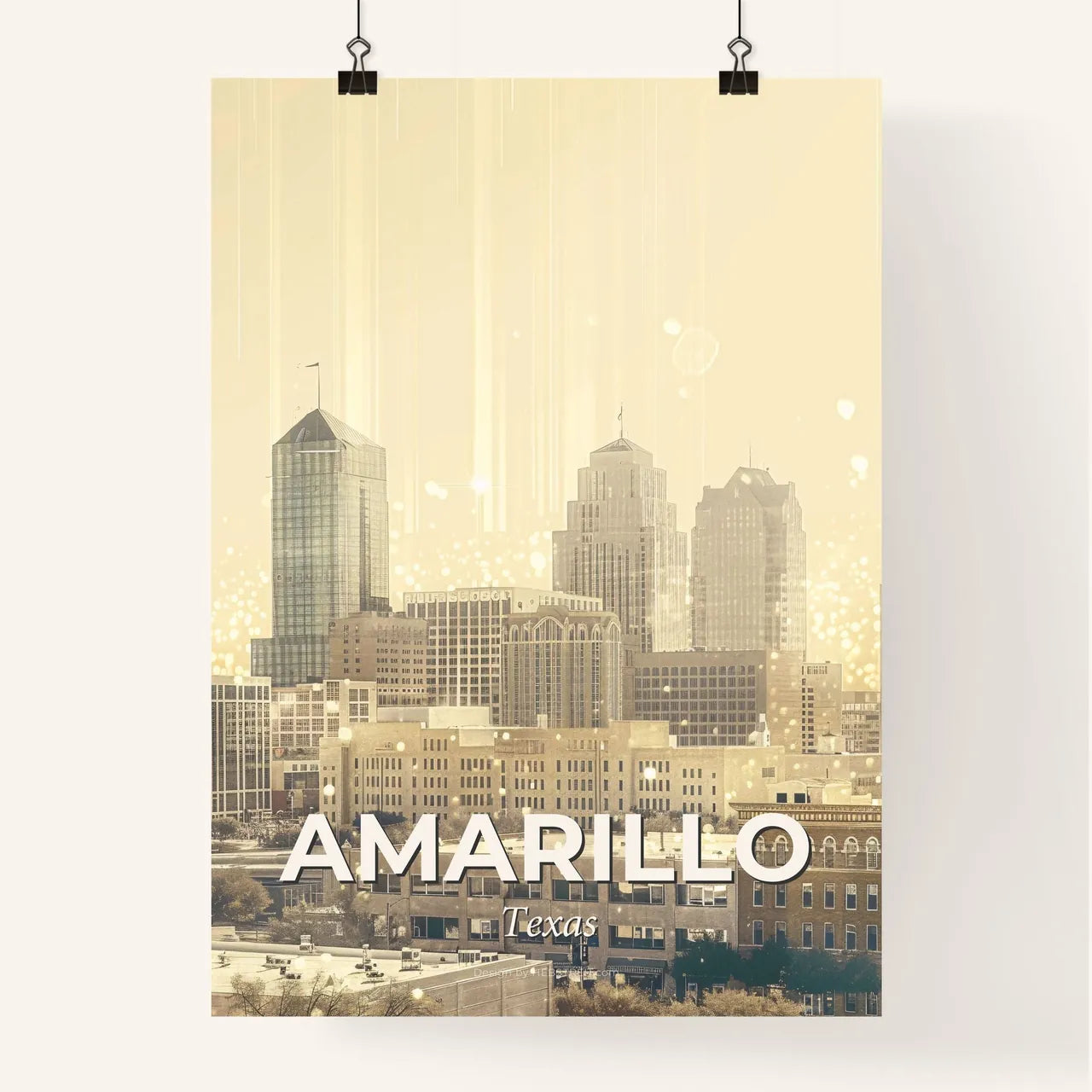 Amarillo City Skyline Double Exposure Poster Poster