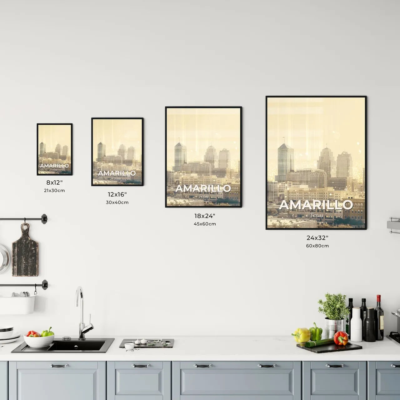 Amarillo City Skyline Double Exposure Poster Office Art