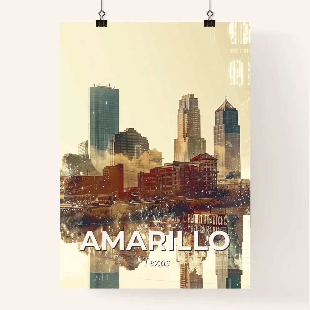 Amarillo Citylights Panorama Art Poster Poster