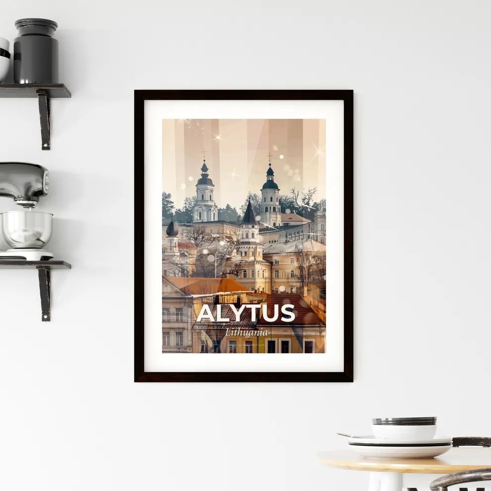 Alytus Cityscape Double Exposure Art Framed Print