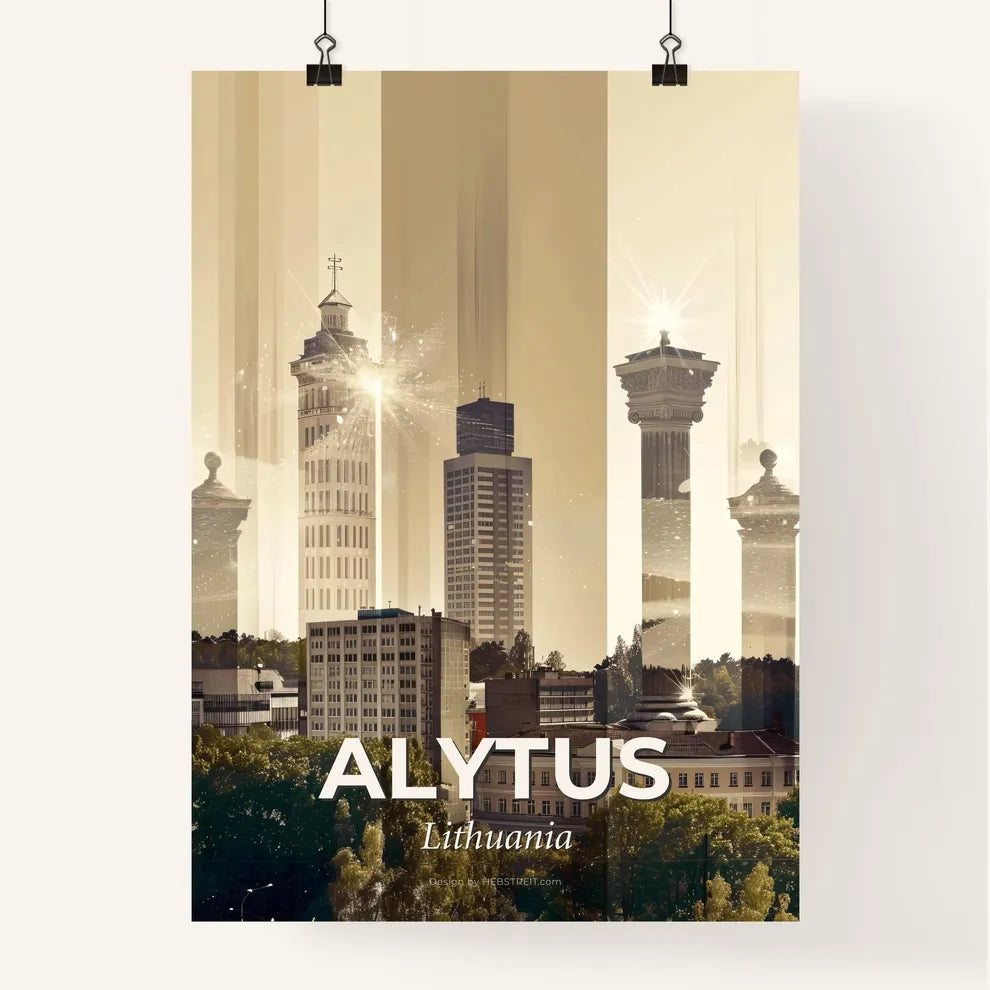 Alytus Skyline Bright Beige Paper Background Poster Poster